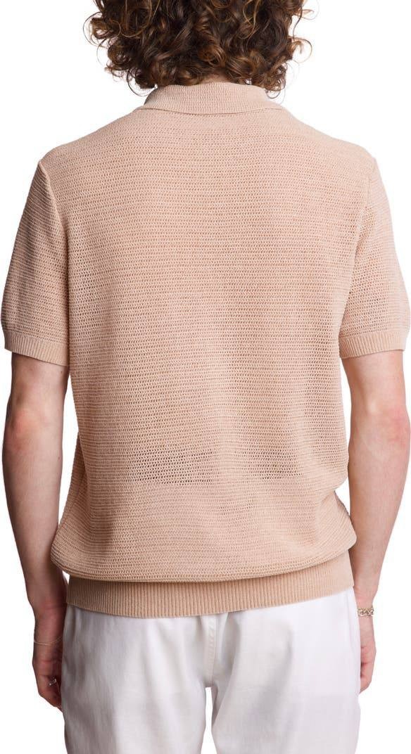 Paisley & Gray Men’s Open Knit Johnny Collar Polo Tan L/G $85 NWT