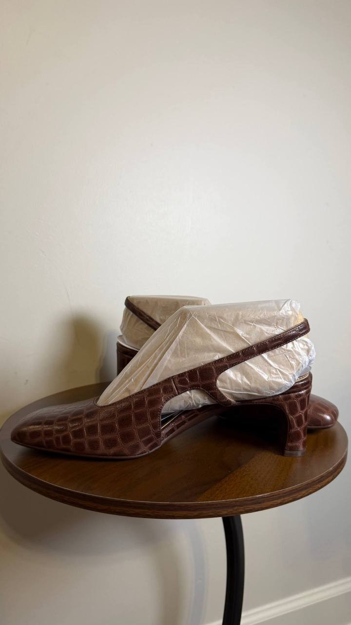 Naturalizer Carmen Pumps 9.5W Cappuccino Croc Leather Slingback NIB msrp$145