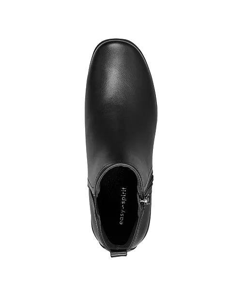 Easy Spirit Aleena Booties 9M Black Faux Leather Zip Round Toe NIB msrp$99