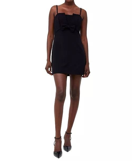 French Connection Whisper Bow-Trim Dress L Black NWT $138