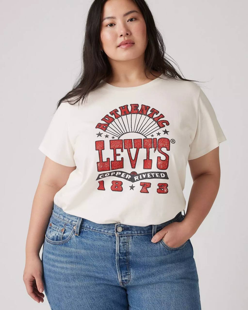 Levi’s Perfect Logo Tee Plus Size White 1X NWT $24.50