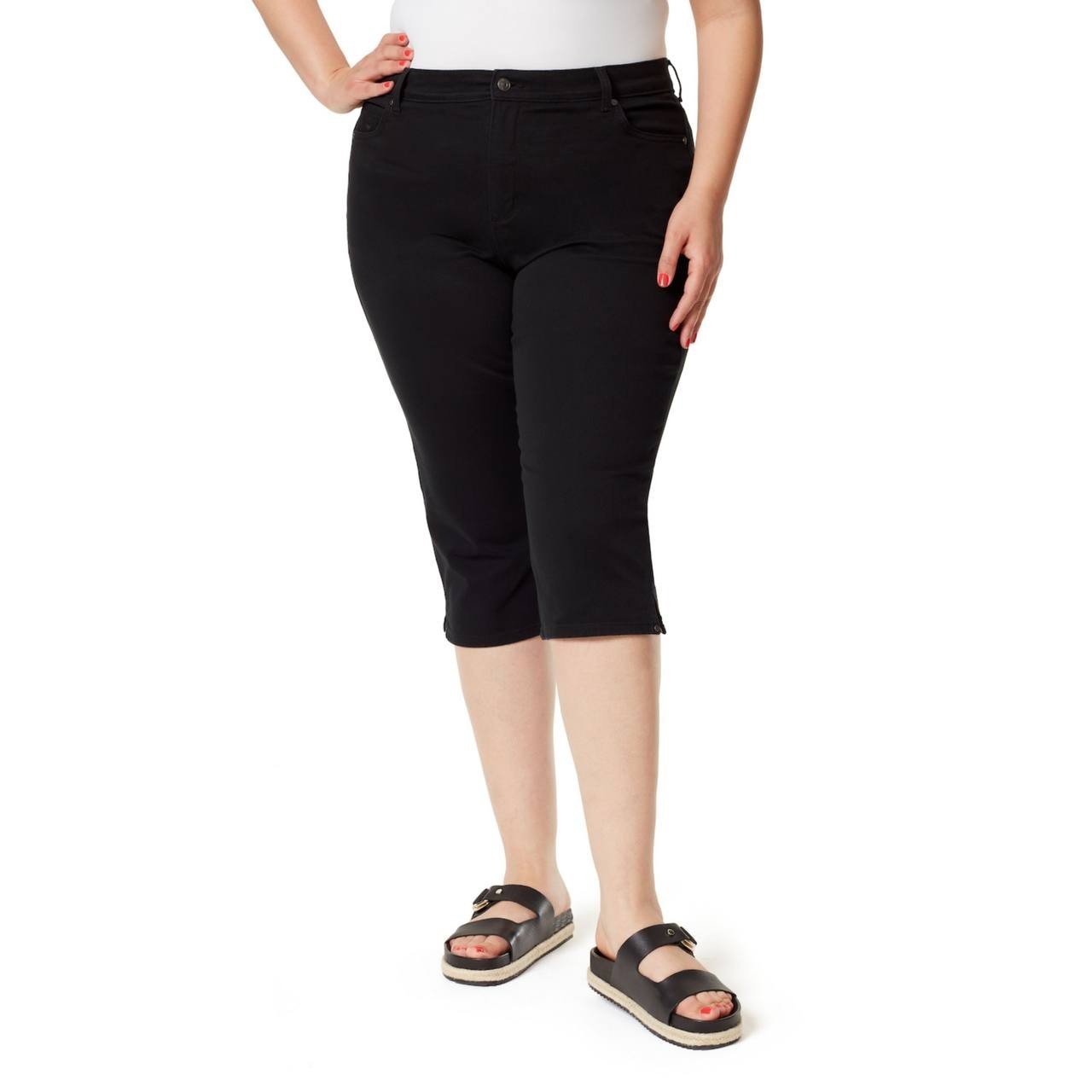 Gloria Vanderbilt Amanda Capri Pants Plus Size 20W Black NWT $50