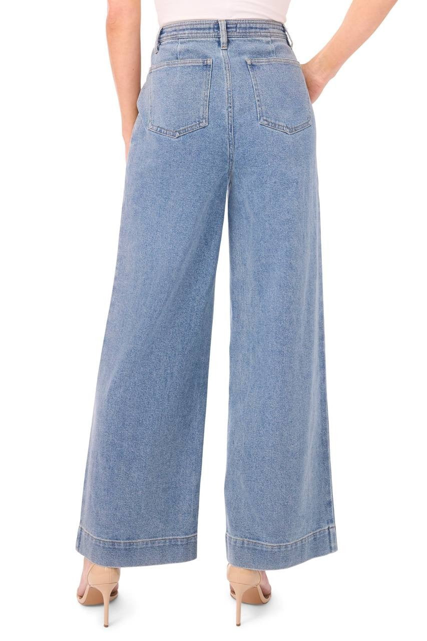 CeCe Women’s Wide Leg Jeans Indigo Wash 14 NWT $119