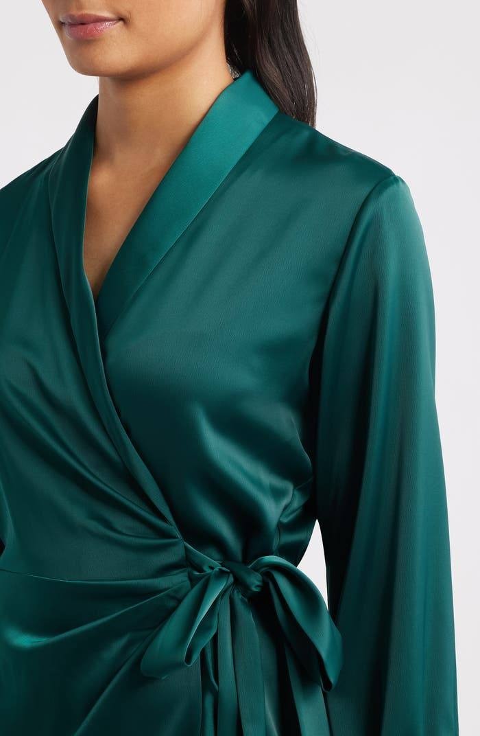 Anne Klein Long‑Sleeve Ruffle‑Hem Faux‑Wrap Minidress – Size 6 – NWT – $129