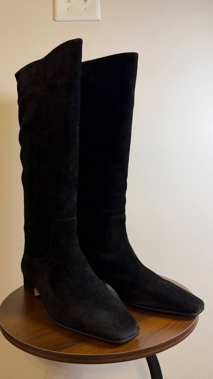 Steve Madden Dantelle Boots 11 Black Suede Knee‑High Square Toe NIB msrp$179