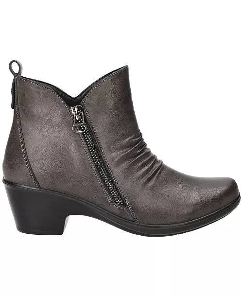 Easy Street Jeanie Boots 6W Grey Ankle Zip Pleated Comfort NIB msrp$70