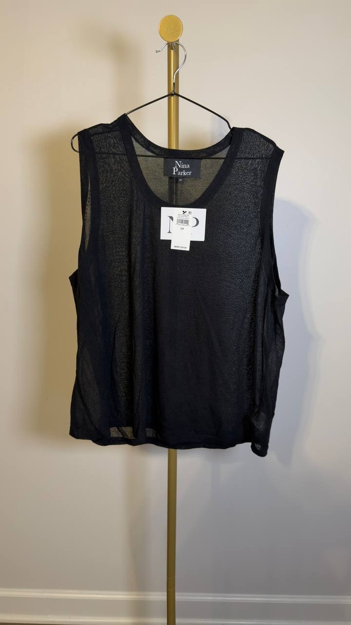 Nina Parker Ribbed Sweater Tank Top Black Beauty 3X NWT $39