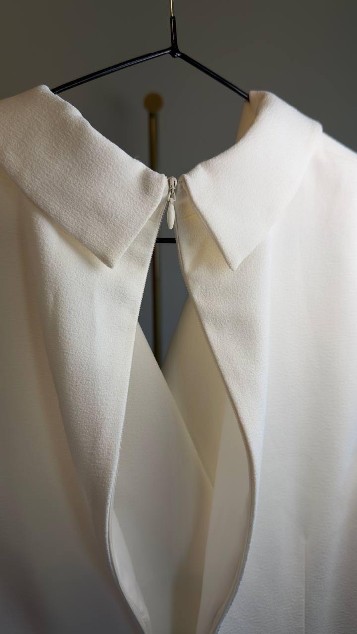 Eliza J Collared Mixed-Media Sleeveless Dress Ivory 14 NWT $158