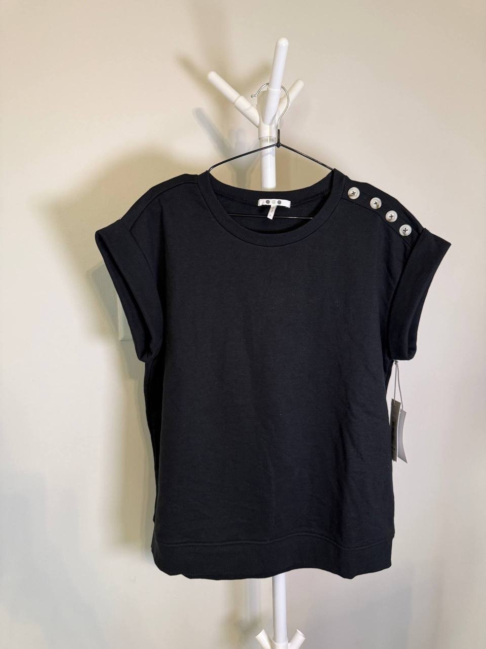 Three Dots Black Short Sleeve Crew Neck Top-XL-NWT-$68