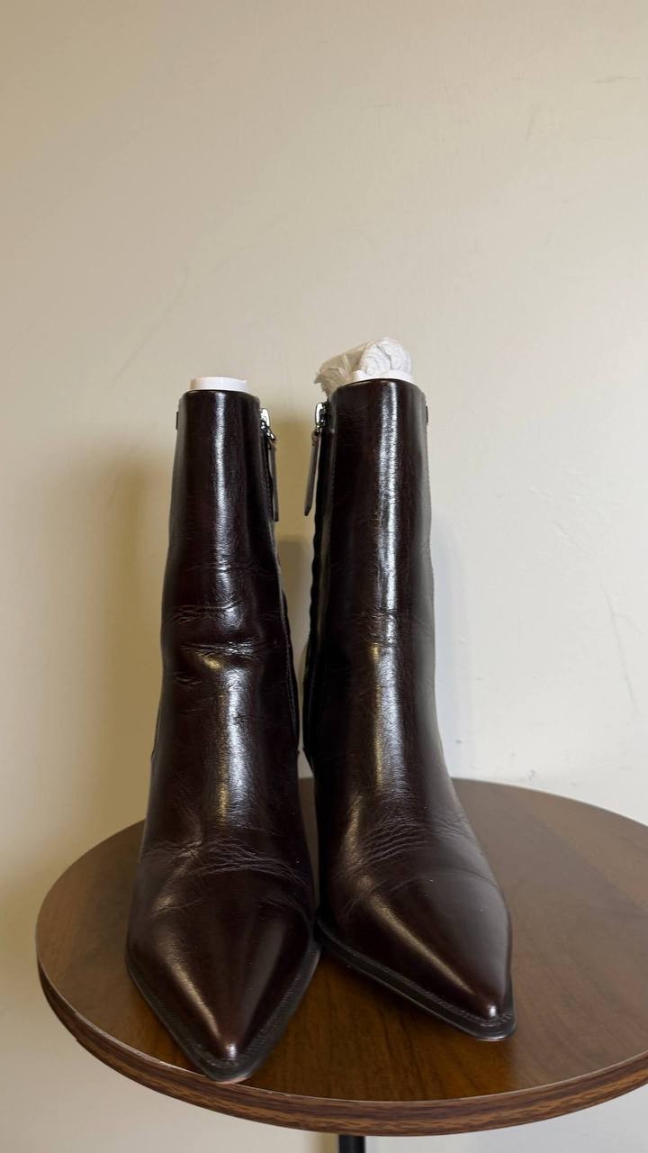 Franco Sarto Dark Brown Leather Dress Booties 8M NIB MSRP $215