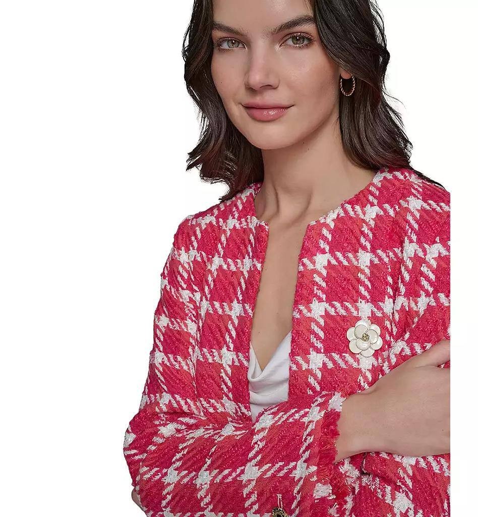 Karl Lagerfeld Paris Women’s Open‑Front Tweed Jacket Red White 8P $179 NWT
