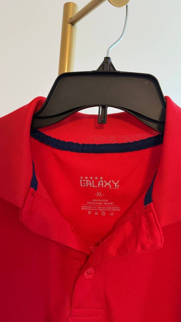 Galaxy by Harvic Men’s Dry‑Fit Moisture‑Wicking Polo Shirt Red XL $32 NWT