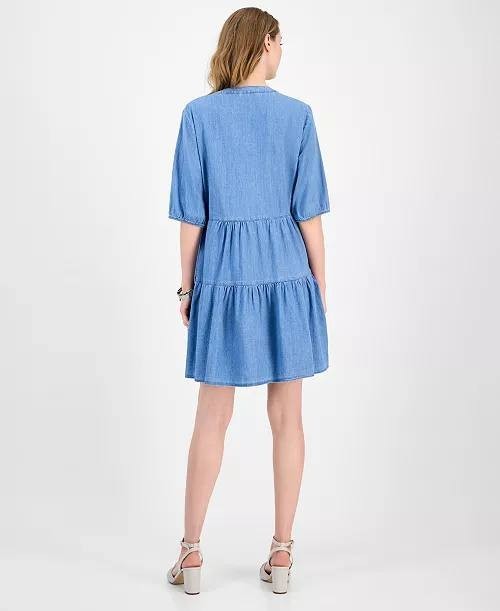 Tommy Hilfiger V‑Neck Tiered Chambray Dress – Size 2X – NWT – $99.50