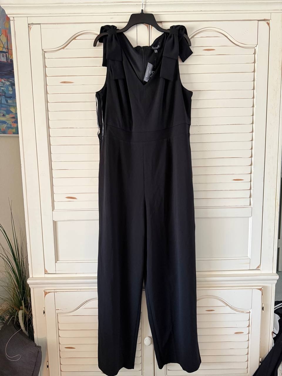 Kasper Plus Tie Strap Jumpsuit Black Size XL NWT $119 – Elegant Chic