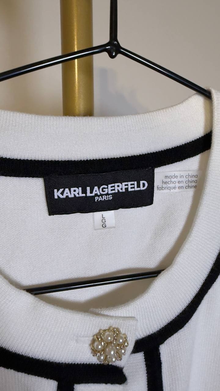 Karl  Lagerfeld  Paris  Women’s   Crewneck  Cardigan  Soft  White  L NWOT  $128