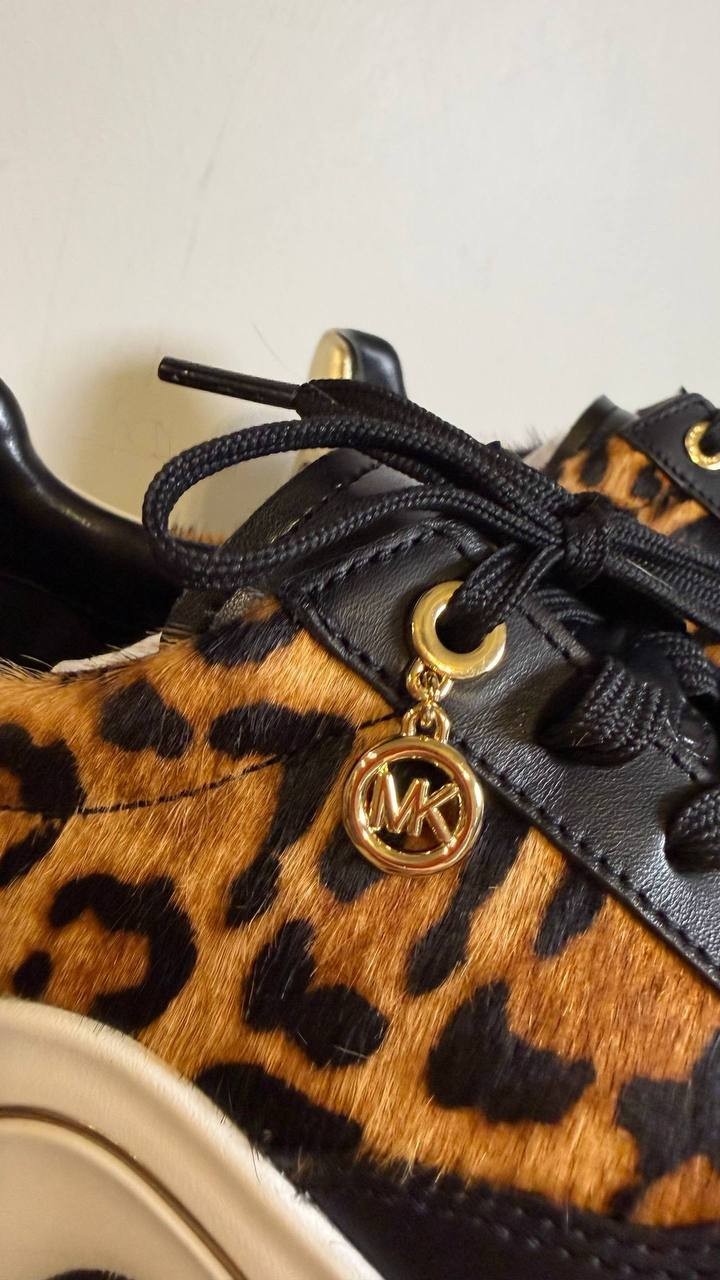 Michael Michael Kors Leopard Leather/Calf Hair Trainers 8M New in Box MSRP $195