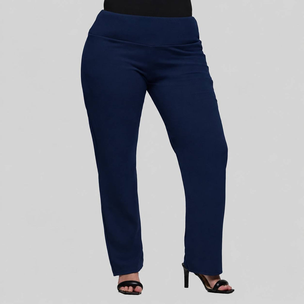 24Seven Comfort Apparel Plus Size Stretch High‑Rise Dress Pants Navy 1X NWT $52