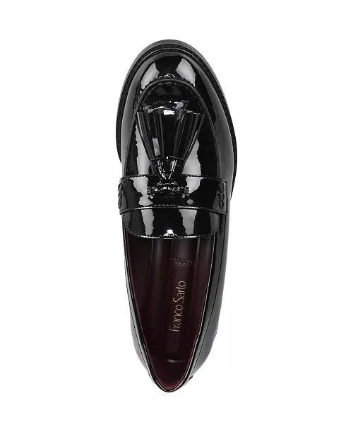 Franco Sarto Black Faux Leather Tassel Loafers 8M New in Box MSRP $115