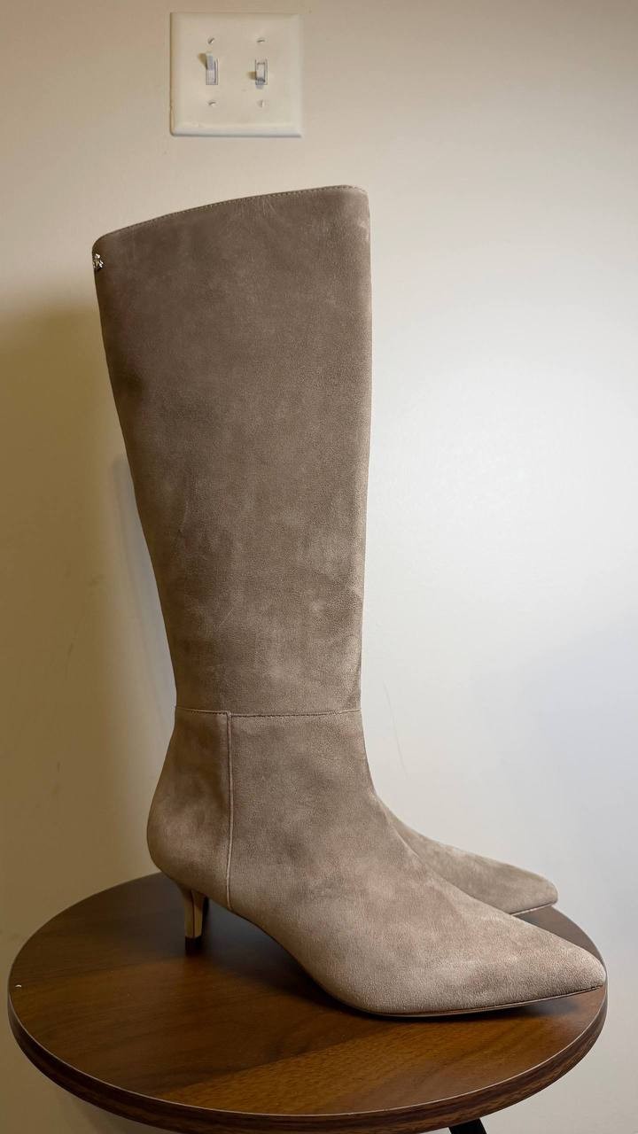 Lauren Ralph Lauren McKay Boots 8B Taupe Suede Tall Pointed Toe NIB msrp$275