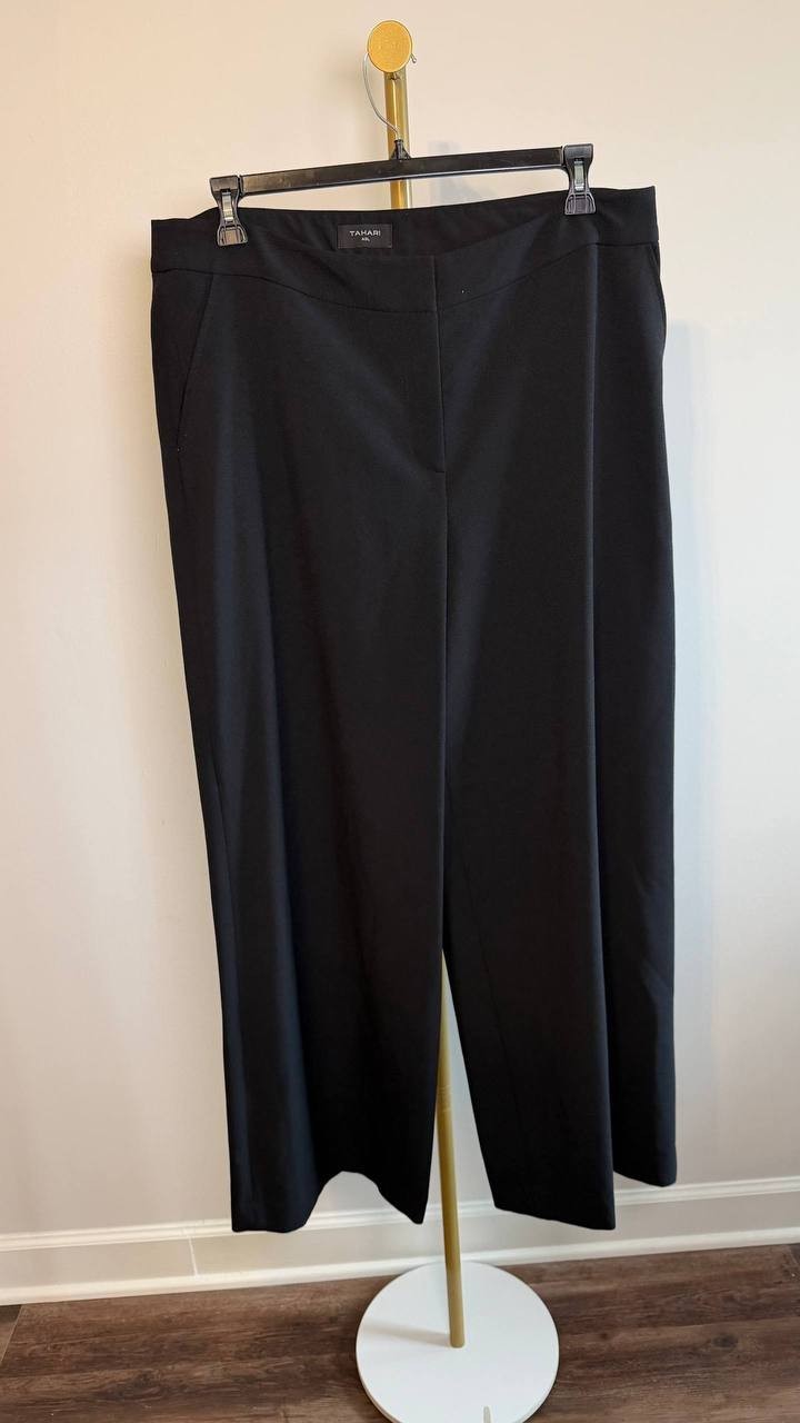 Tahari ASL Plus Size Mid Rise Wide Leg Pants Black 18 NWOT $109