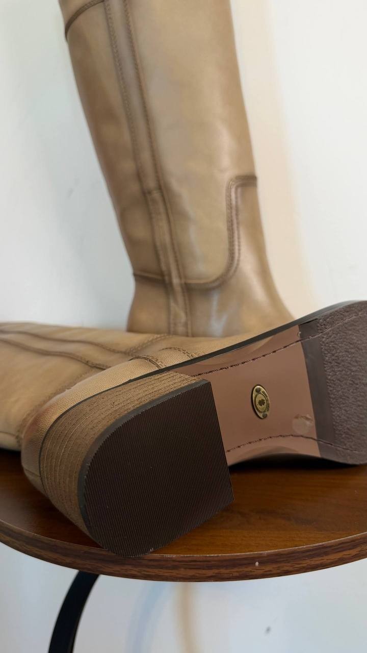 Lucky Brand Hybiscus Women’s Knee High Riding Boots Silver 9.5M Leather $229