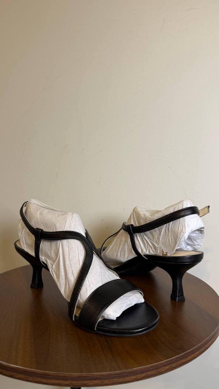 LifeStride Black Faux Leather Slingback Sandals 8.5W NIB $79.99