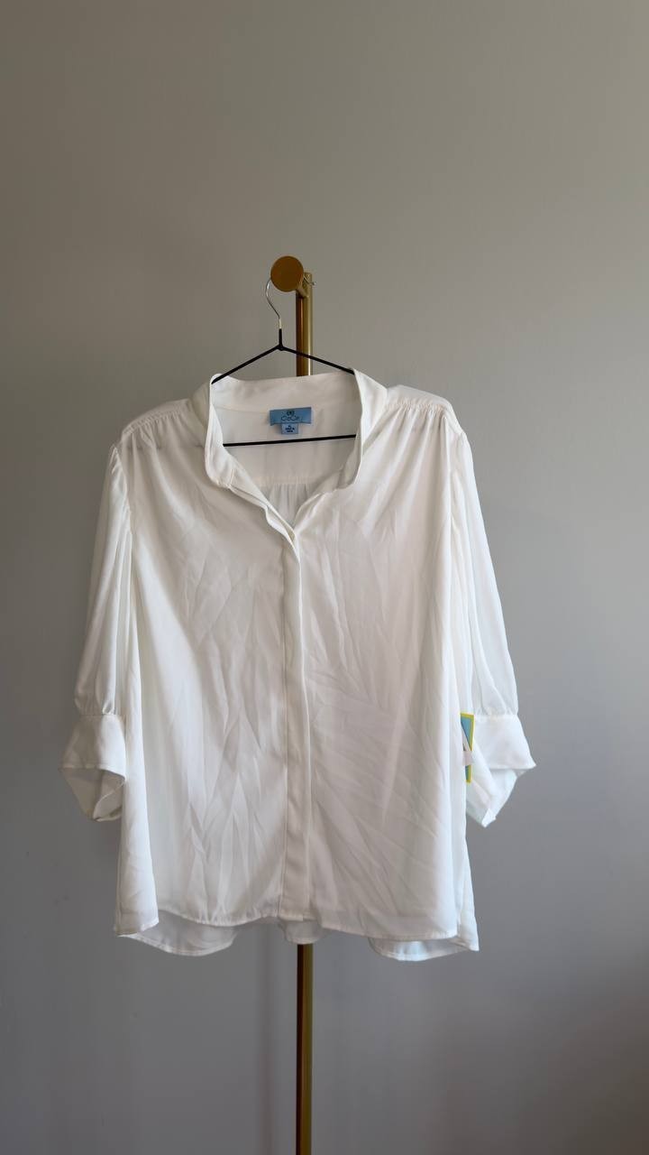 CeCe Open Collar Top New Ivory XL NWT $69