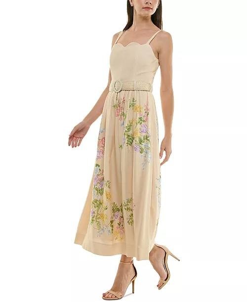 Taylor Petite Floral Print Midi Dress Scalloped Neck Size14 NWOT broken zipper