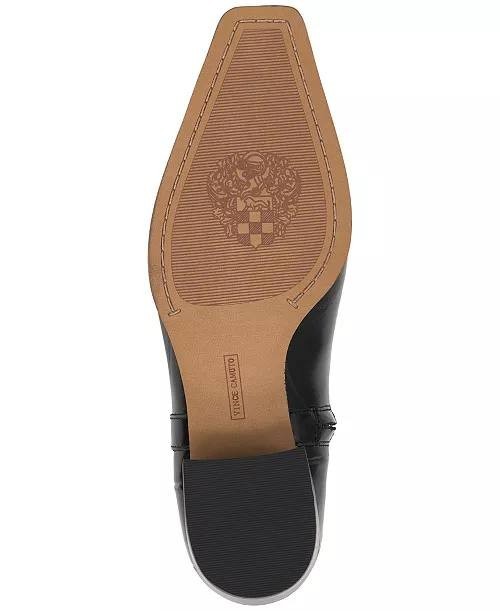 Vince Camuto Prilie Square‑Toe Western Leather Boots Black 7.5M NWB $169