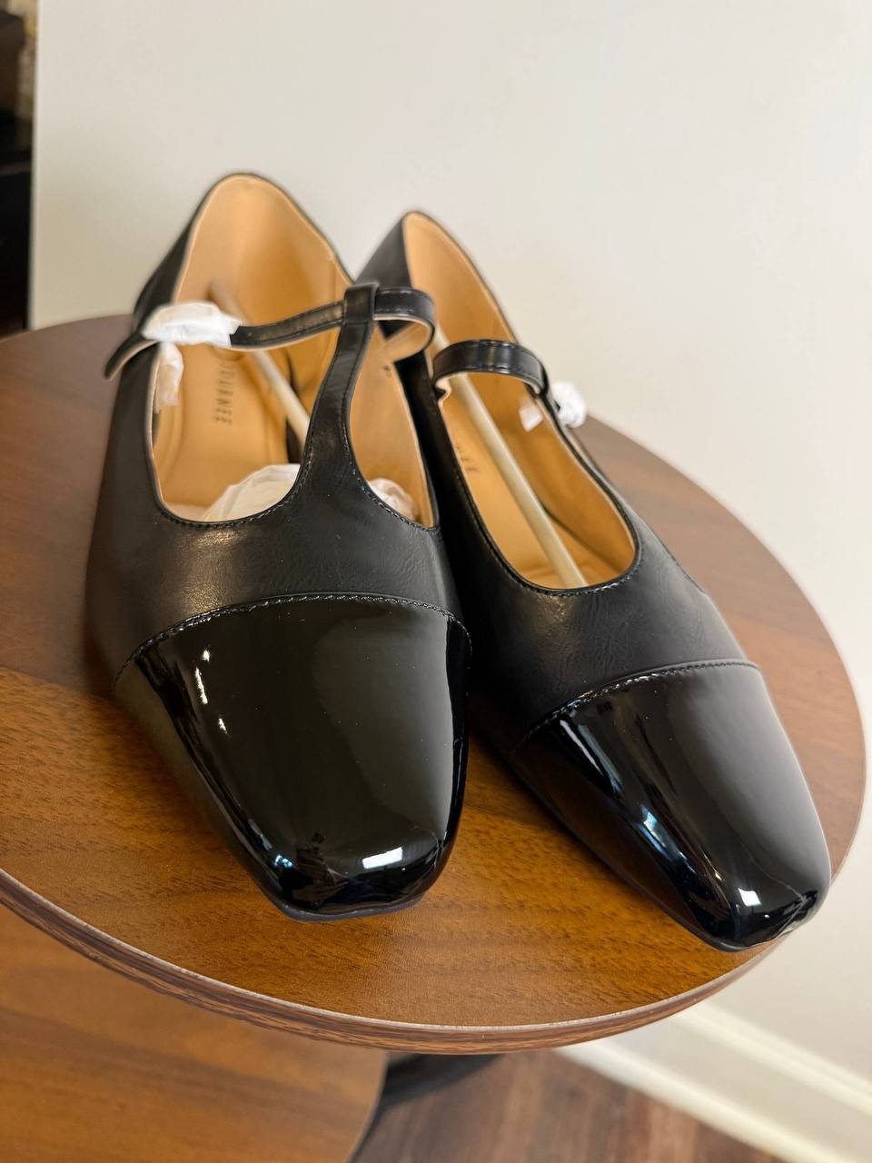 Journee Collection Thea T‑Strap Flats–Black–Size 11W–Faux Leather–New in Box