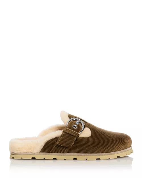 Stuart  Weitzman  Shearling  Clogs  Smokey  Taupe  5  New  $475