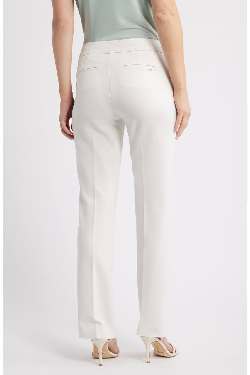 Anne Klein Women’s Flat Front Straight‑Leg Pants White Dove 10 NWOT $89