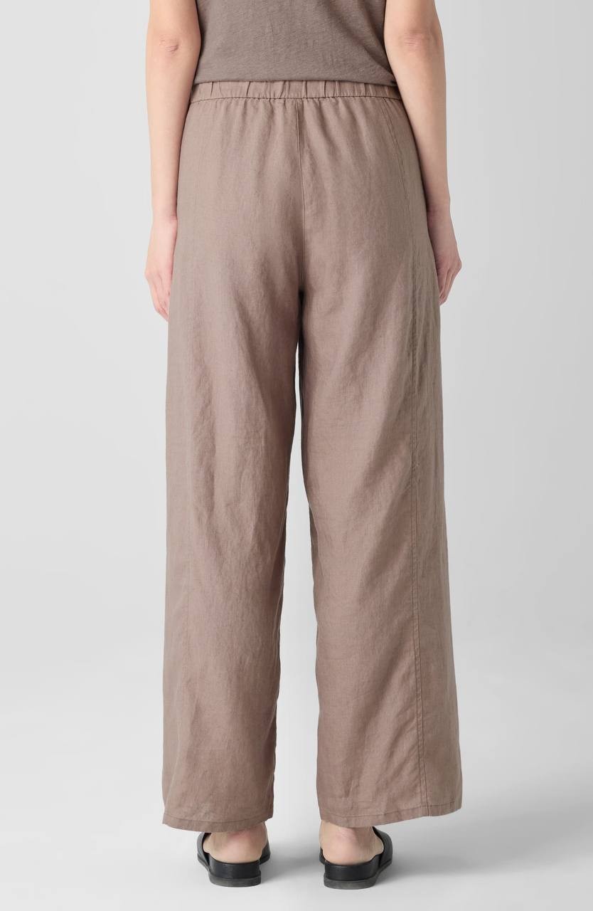 Eileen Fisher Organic Linen Wide-Leg Pants Cocoa XL NWT New with Tags US