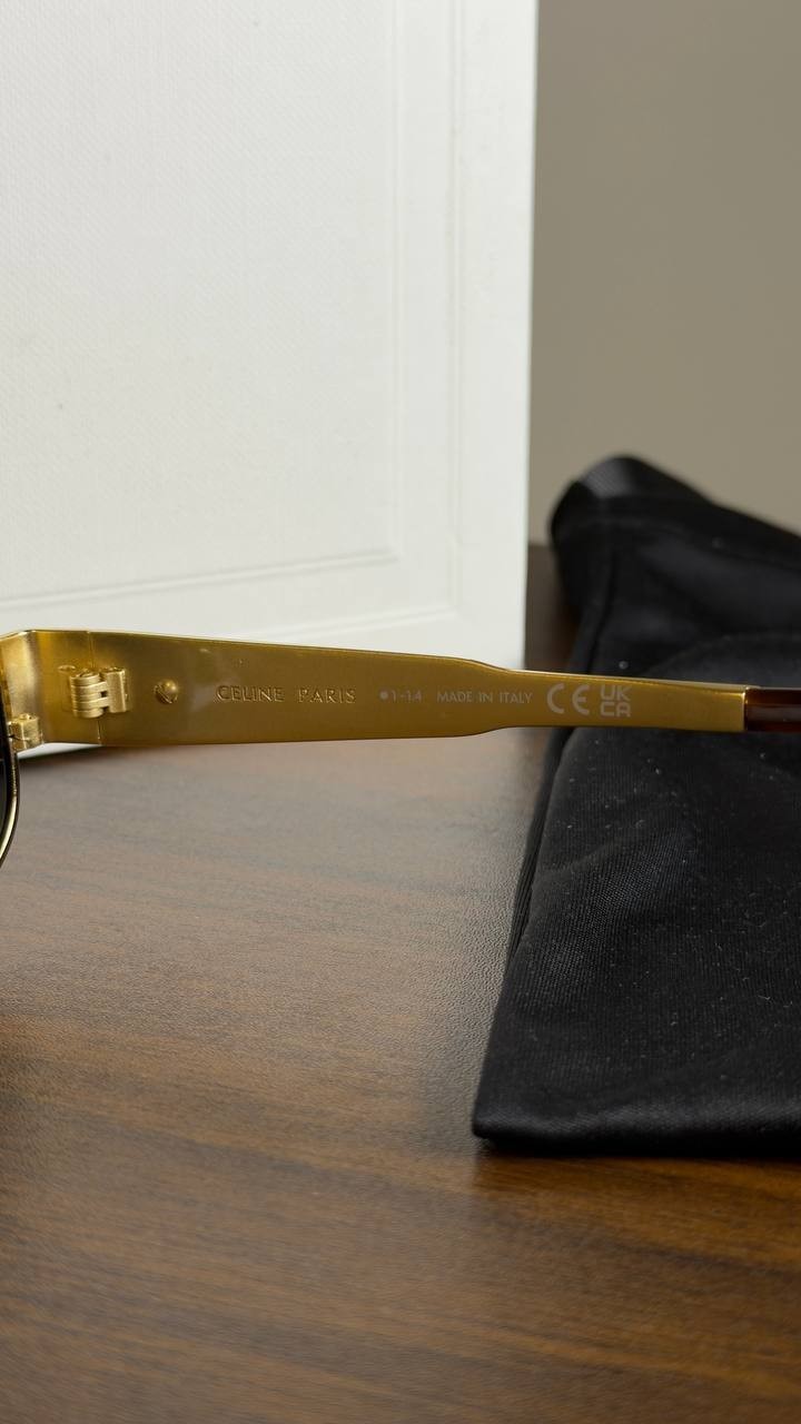 Celine  Metal  Triomphe  CL40281U  Gold/Green  Sunglasses  OS  NWT  $550