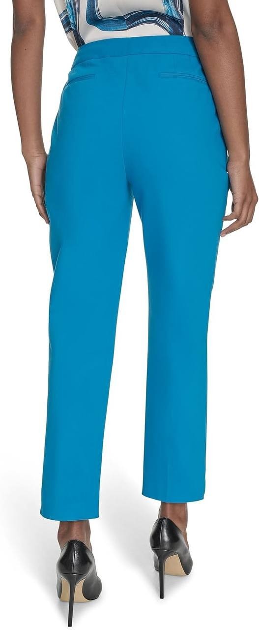 Calvin Klein Cotton-Blend Straight-Leg Pants Blue Size 14 Good preowned $99