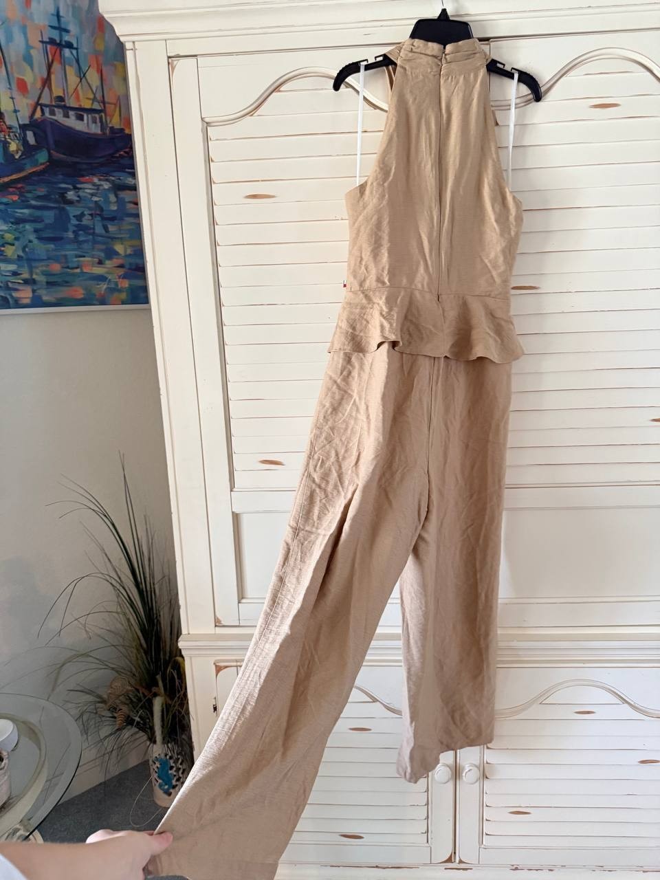 Tommy Hilfiger Peplum Halter Jumpsuit Size 4 Tannin NWT $129