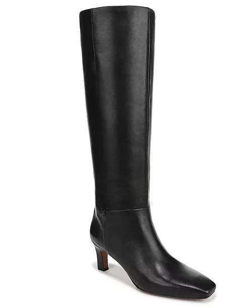 Franco Sarto Timmy Square Toe Zip Tall Boots Black 5.5M Leather $250 NWB