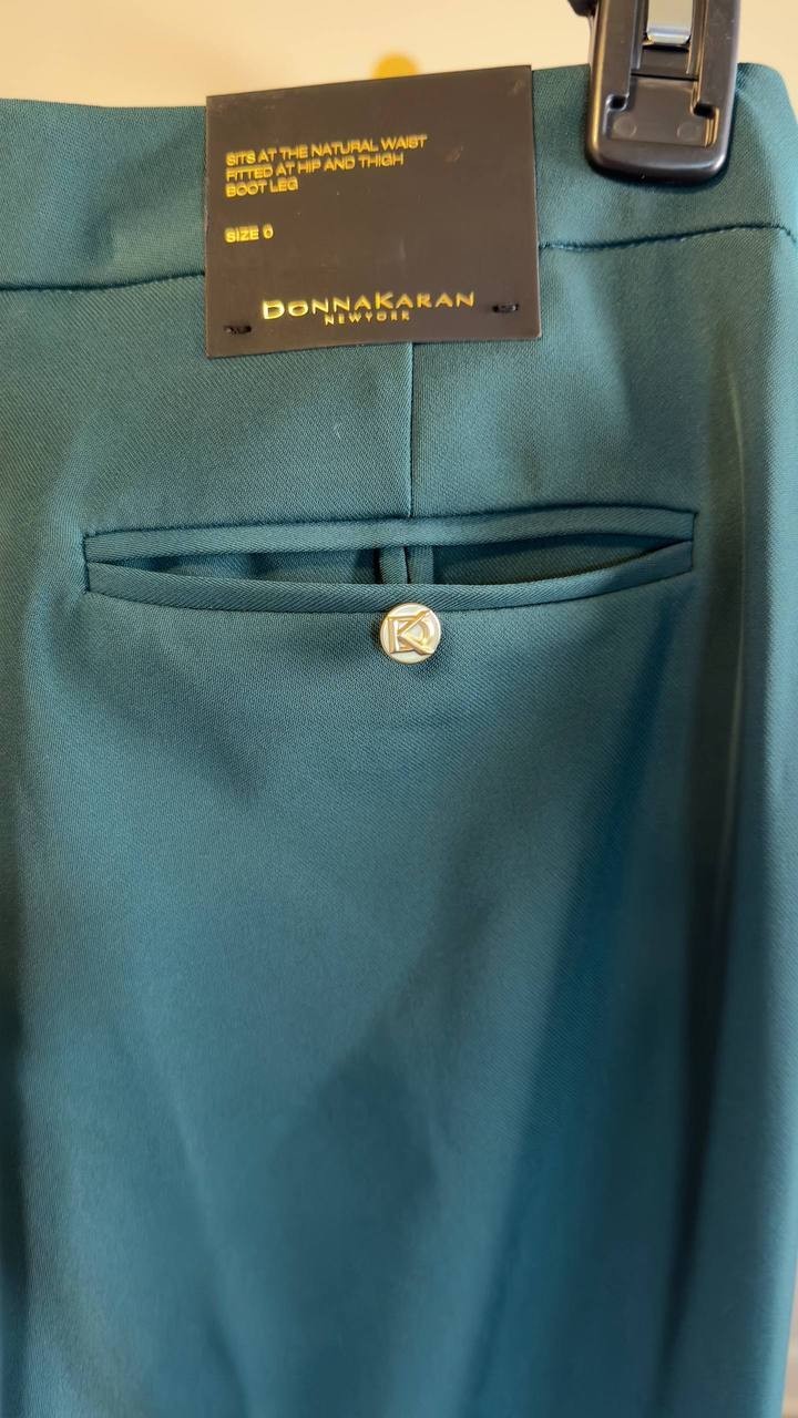 Donna Karan NY Straight‑Leg Pants Dark Green 0 NWT $109
