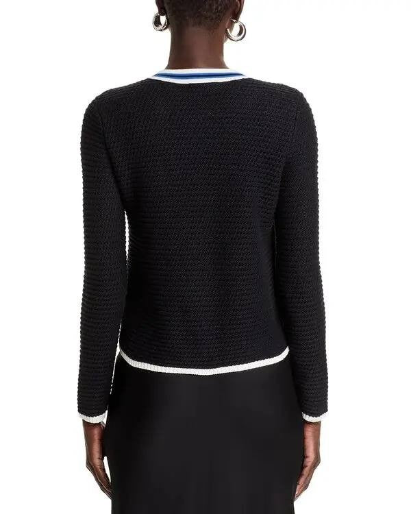Tahari Long Sleeve Button-Up Cardigan XL Black.White NWT $98