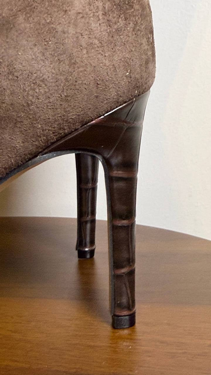 Nine West Richy Boots 10M Dark Brown Suede Knee‑High Pointy Toe NIB msrp$249