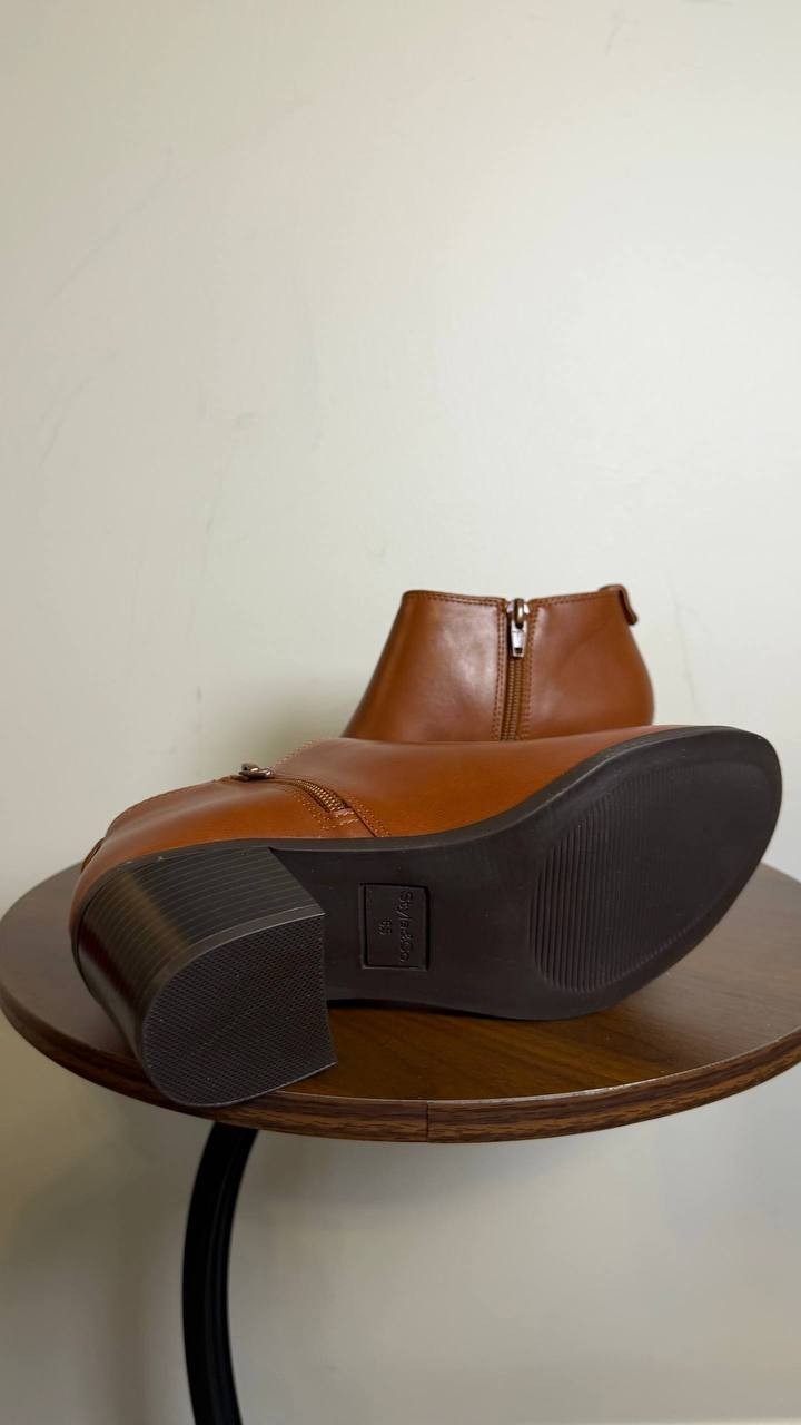 Style & Co Felaa Block Heel Booties Acorn Brown Women’s 6.5M NWB $79.90