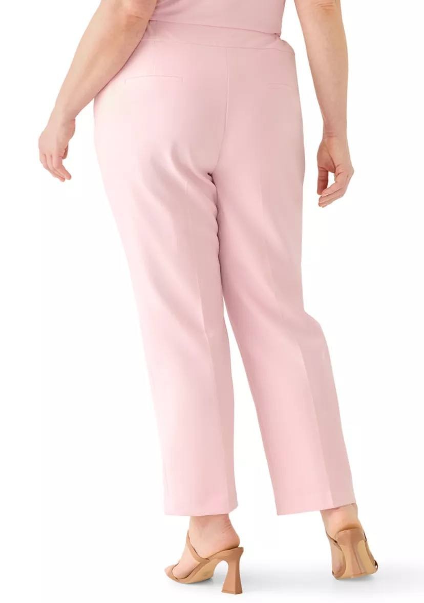 Kasper Plus Size Straight-Leg Pants Tutu Pink Size 18W MSRP $89