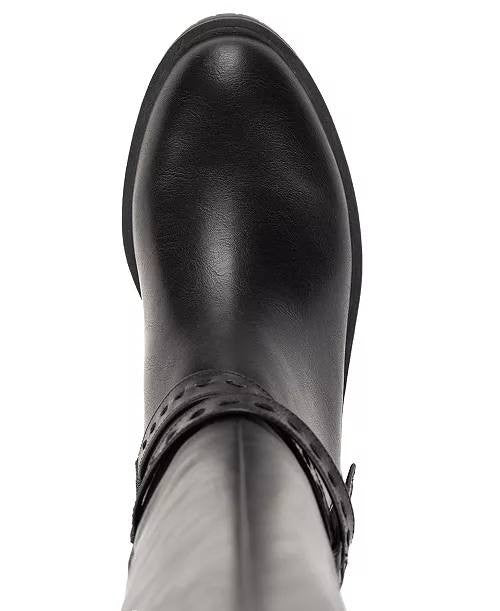 Style & Co Verityy Block Heel Boots Black 6.5M Microfiber Man‑Made $99.90 NWB