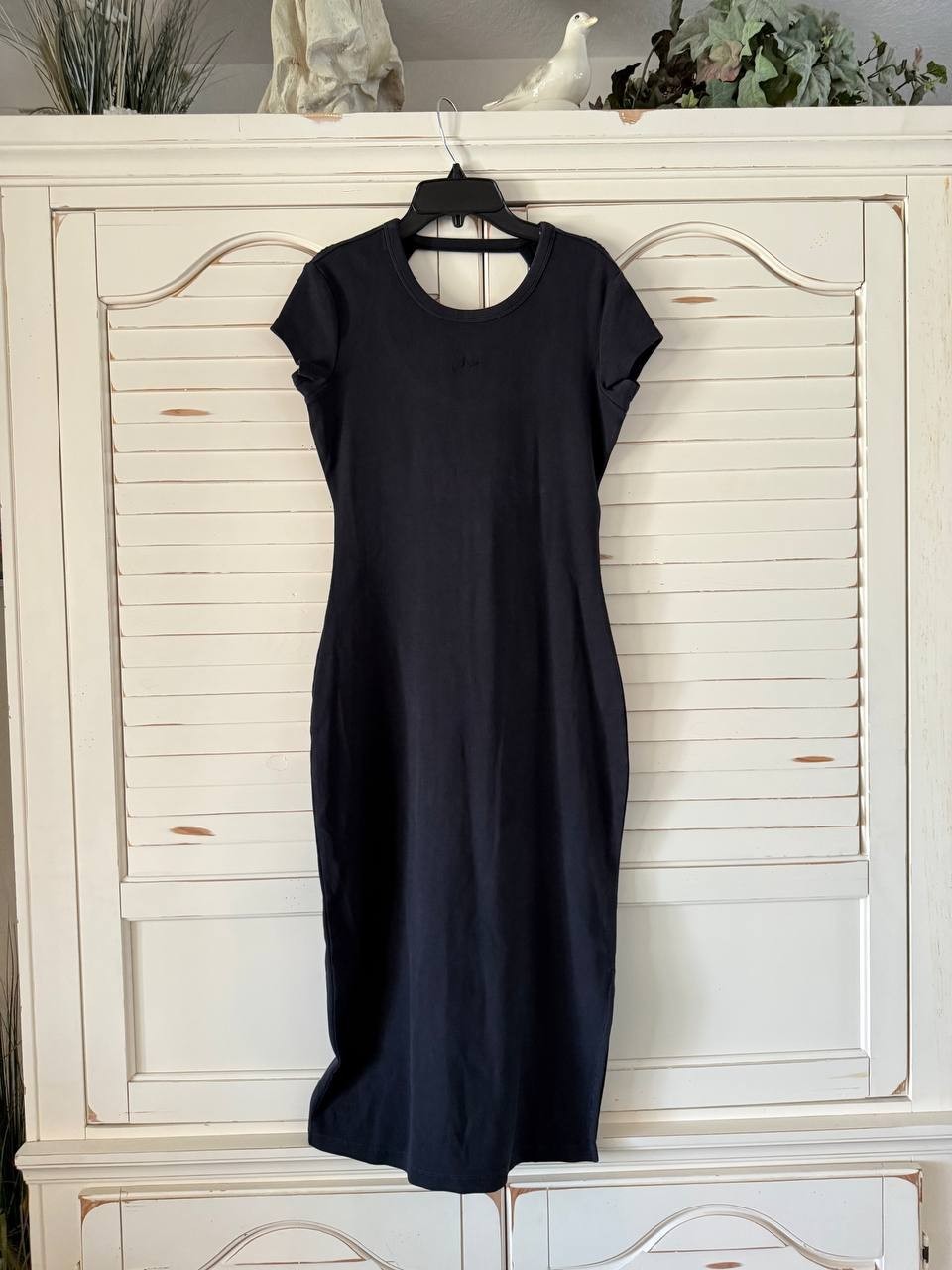 BOSS Ribbed Open-Back Midi Dress Size S Black NWT $118