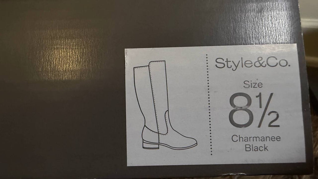 Style & Co Charmanee Tall Boots 8.5 Black Microfiber Fabric Zip NIB msrp$79.90