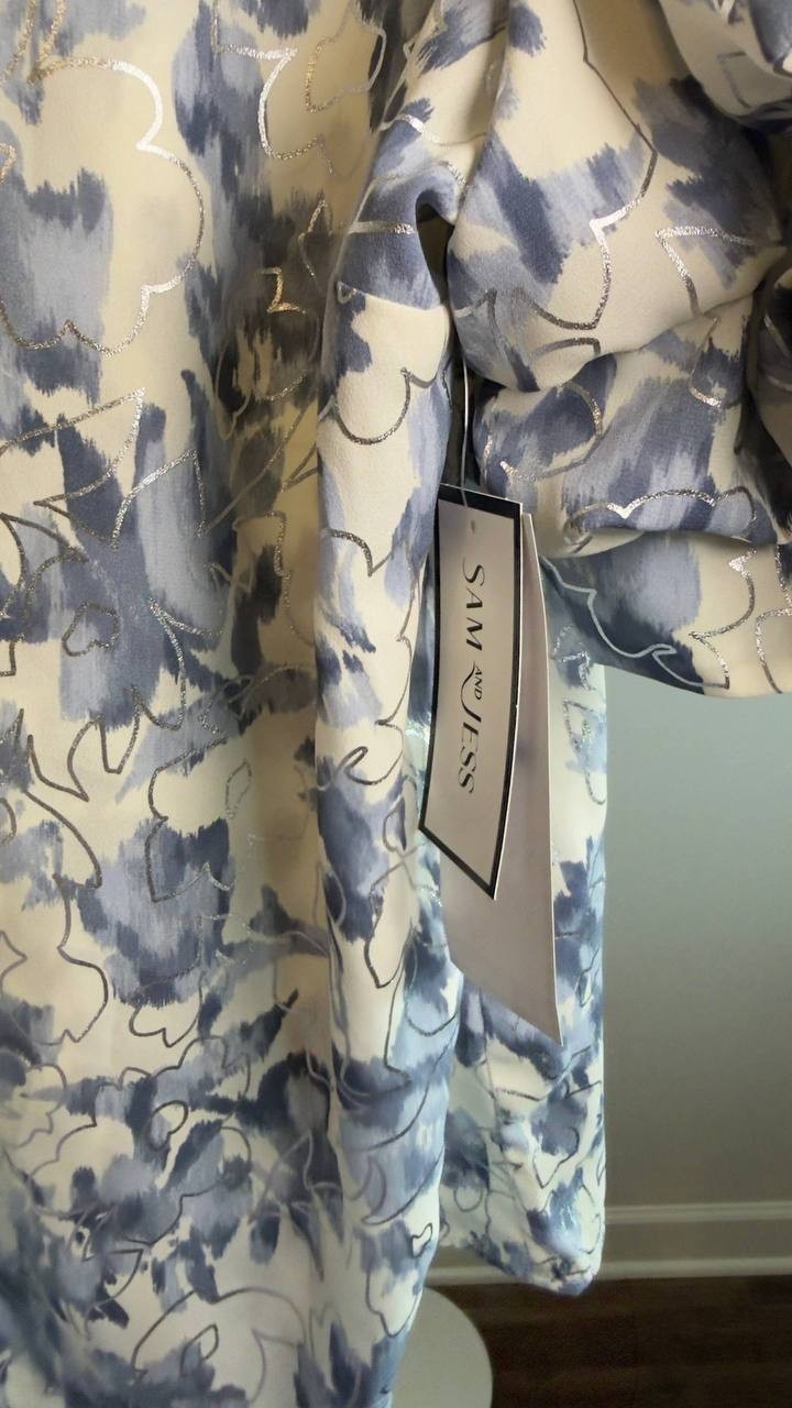 Sam & Jess Floral‑Print Bubble‑Sleeve Top Floral Multi XL NWT $59