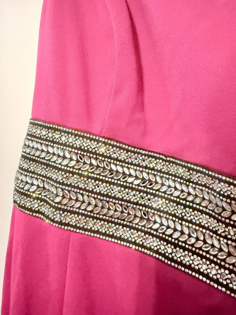 Marina Pink Long Dress Sparkle Belt – Size L – NWOT