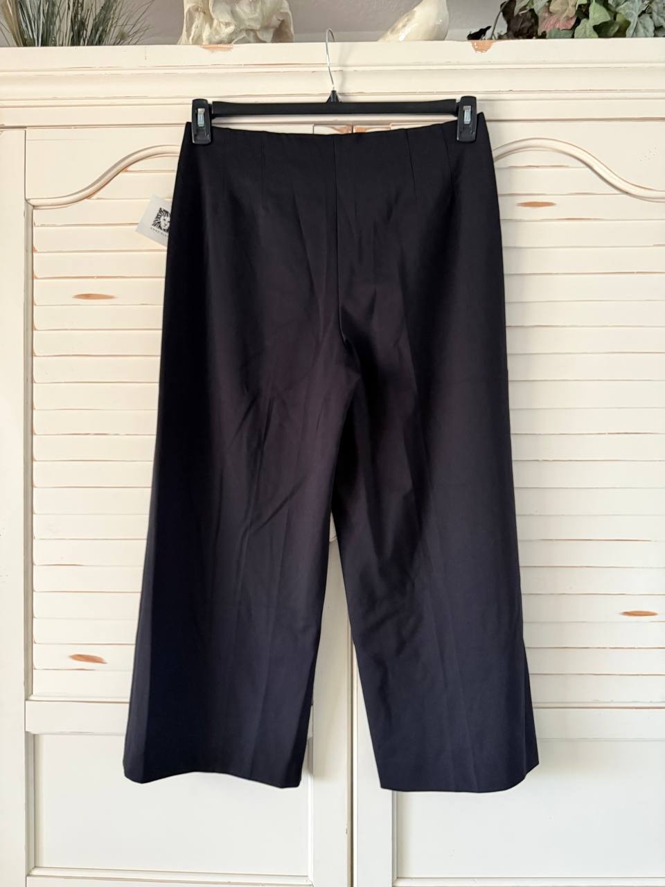 Anne Klein High Waist Pull-On Wide Leg Pants Size L Black NWT $89