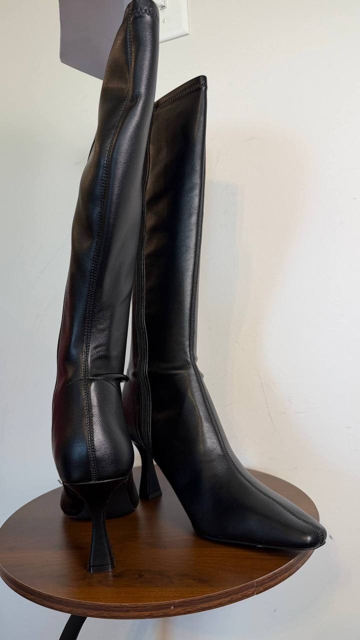 Steve Madden Flute Wide Calf Knee High Dress Boots Black 11M Man‑Made $129 NWB