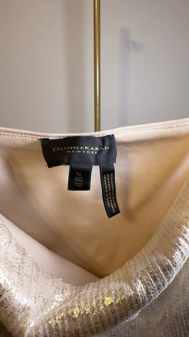 Donna Karan Metallic Sequin Embellished Camisole Gold Metallic XL NWOT $99